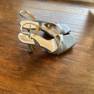 Baby blue kitten heel